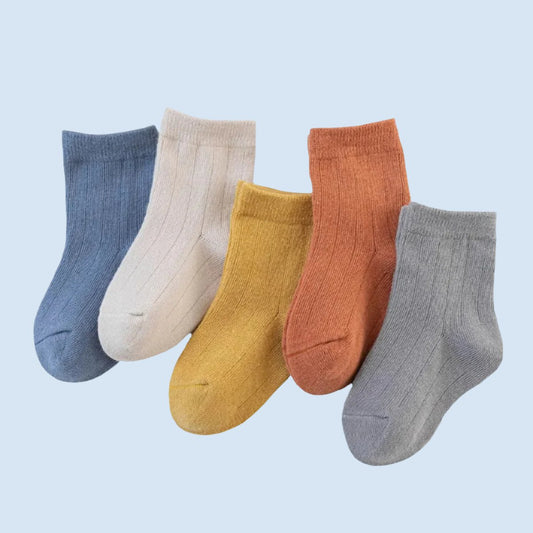 CozyStripes: 5 Pairs of Warm Cotton Striped Socks for Kids